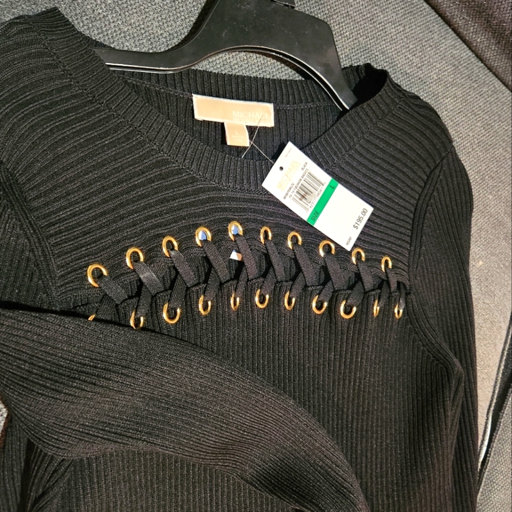 NWT Michael Kors Grommet Lace Up Sweater Dress